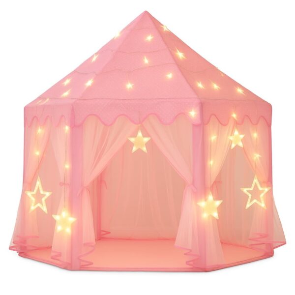Kids Castle Play Tent with Star Lights – Princess Indoor Playhouse for Children