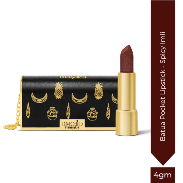 1_f292beca-a592-445d-904c-369f75f8e00d.jpg Batua Pocket Lipstick - Spicy Imli / tamarind (Dark Brown) Rich Satin Finish With In-built Mirror
