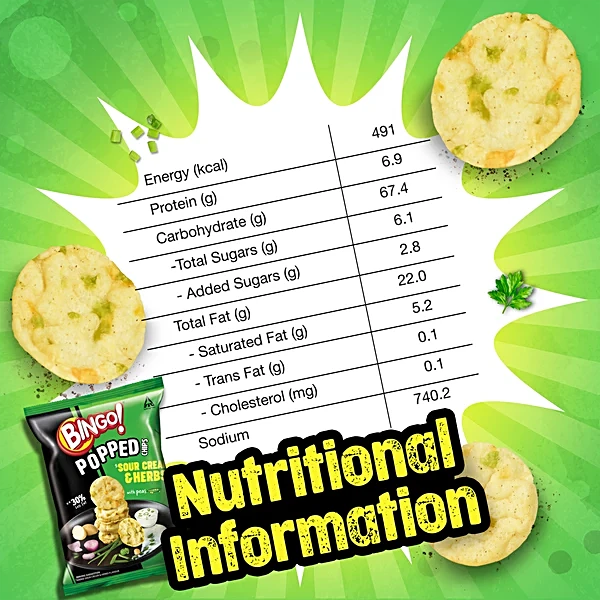 Bingo Popped Sour Cream & Herbs Potato Chips (51.2g Each)