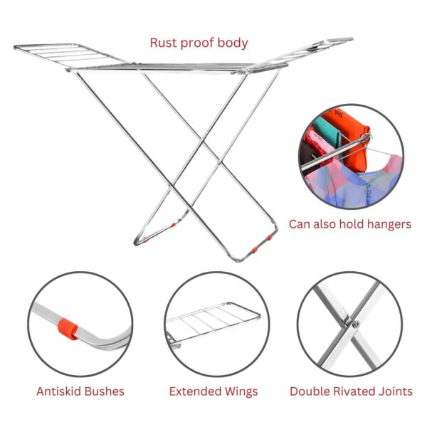 STEEL Stainless Steel Foldable Cloth Dryer Stand Double Rack [ 120x54x4 cm ]
