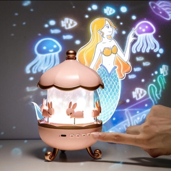 Night Light Rabbit Sky Projector for Kids – 360° Rotating Lamp with 6 Films, 5 Colours, USB Operated