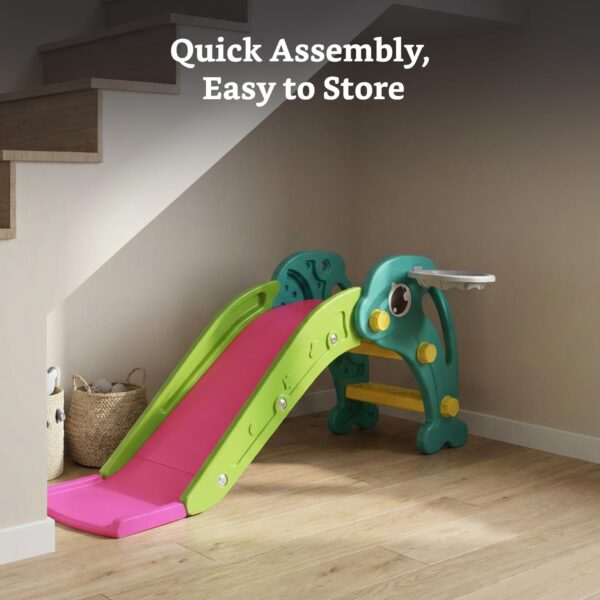 61qAohCmXeL._SL1500_ Solimo Dolphin Slide for Toddlers with Basketball Hoop (Colour: Pink & Green)