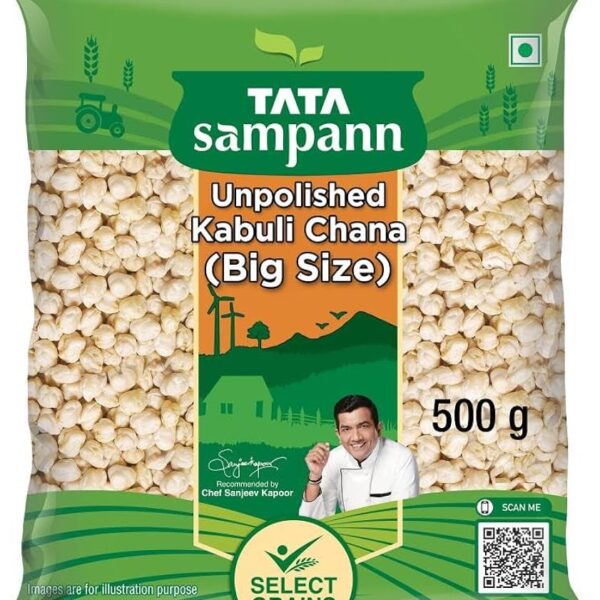 Tata Sampann Unpolished Kabuli Chana (Big Size) / Large White Chickpeas / Garbanzo Beans