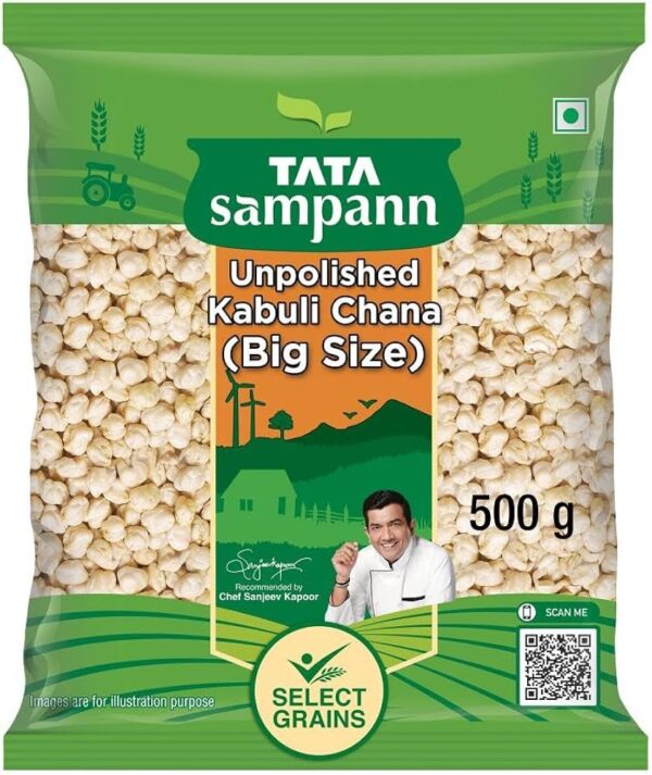 Tata Sampann Unpolished Kabuli Chana (Big Size) / Large White Chickpeas / Garbanzo Beans