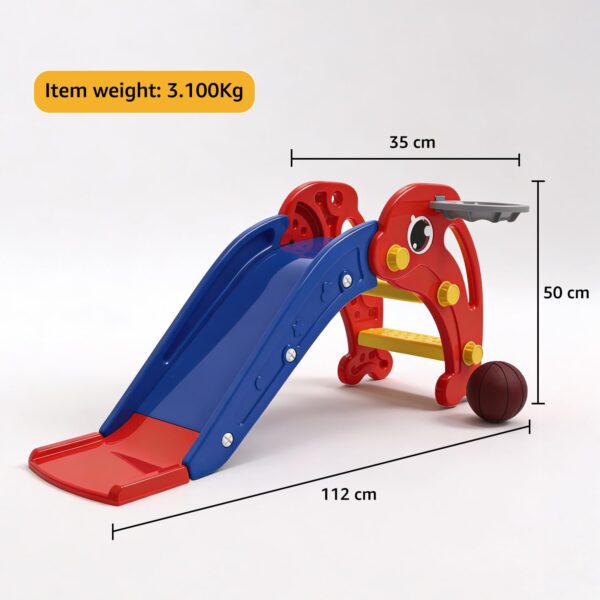 Dolphin Slide for Toddlers with Basketball Hoop (Colour: Red & Blue)