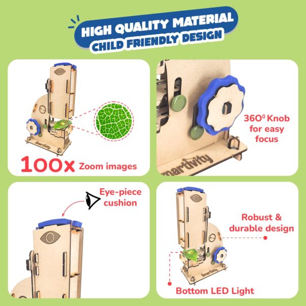 DIY Microscope 100x Zoom Toy for Kids Age 8-10-12-14 Years Old