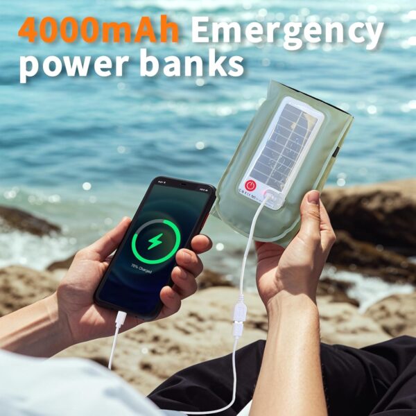 Inflatable Solar Camping Lantern,USB Rechargeable,4 Lighting Modes,IP66 Waterproof