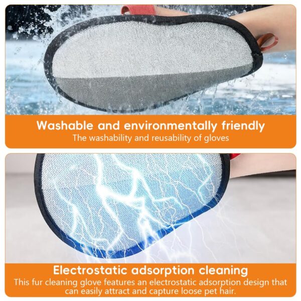 Grooming Glove for Dogs & Cats Reusable Deshedding Mitt with 5-Finger ( 2Pcs )