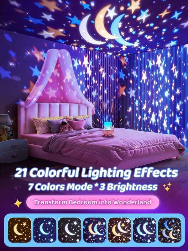 Night Light Rabbit Sky Projector for Kids – 360° Rotating Lamp with 6 Films, 5 Colours, USB Operated