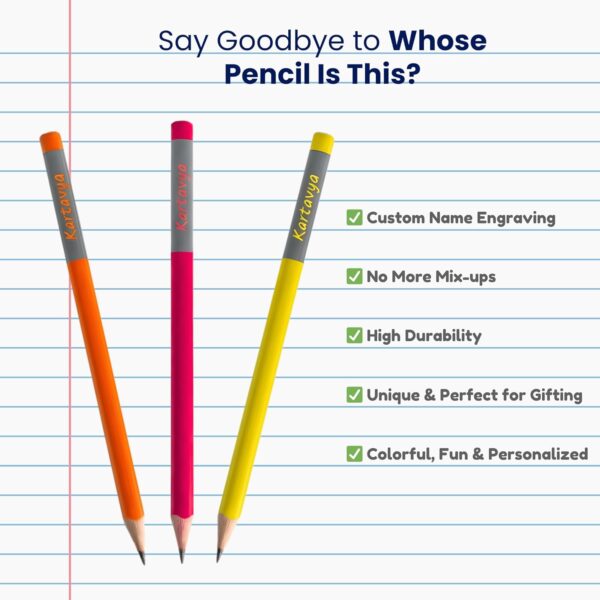 Personalized Name Pencils – Set of 50 | Premium graphite pencils with smooth writing with Free Eraser & Sharpener