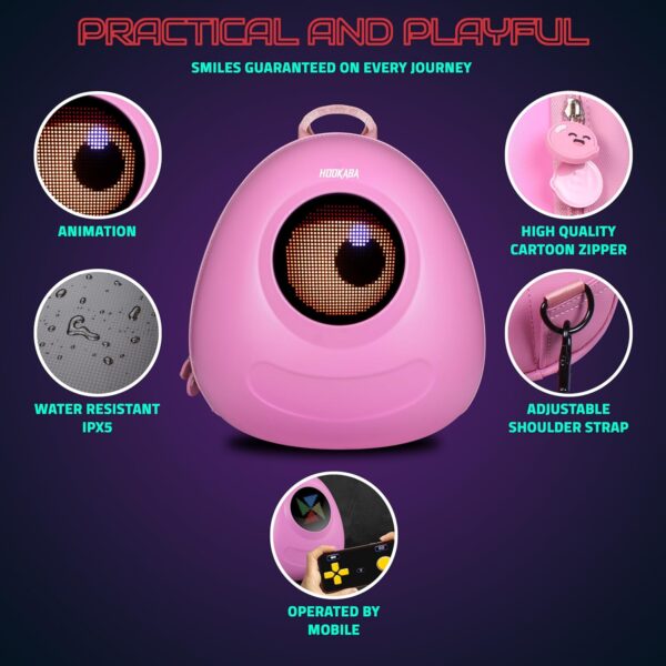 GlowBuddy LED Eyes Backpack 13L | Kids Smart Bag With App Control, Programmable Screen & Water Resistant