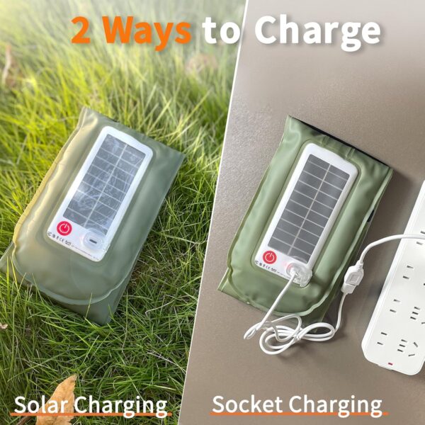 Inflatable Solar Camping Lantern,USB Rechargeable,4 Lighting Modes,IP66 Waterproof