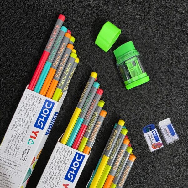 Personalized Name Pencils – Set of 50 | Premium graphite pencils with smooth writing with Free Eraser & Sharpener