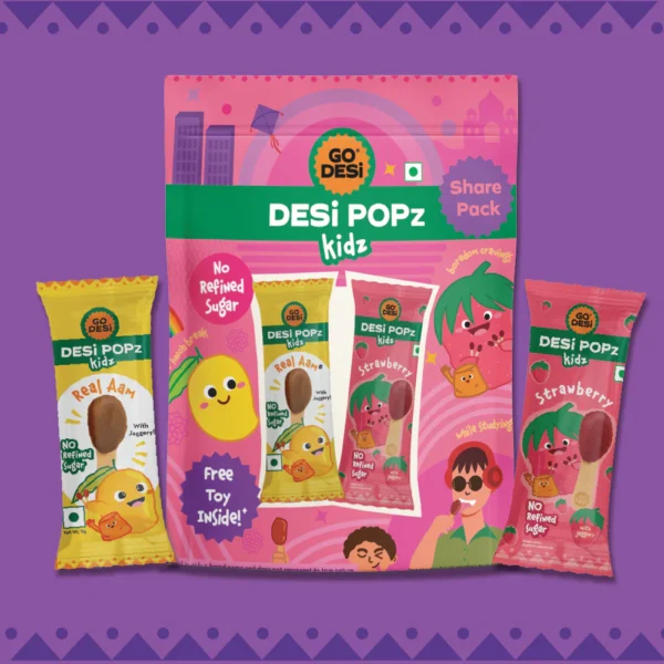 GO DESi Real Aam & Strawberry Lollipop Candy with Free Toy