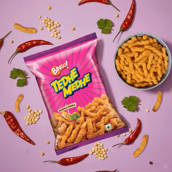 Bingo Tedhe Medhe Masala Tadka Crisps Chips (80g Each)