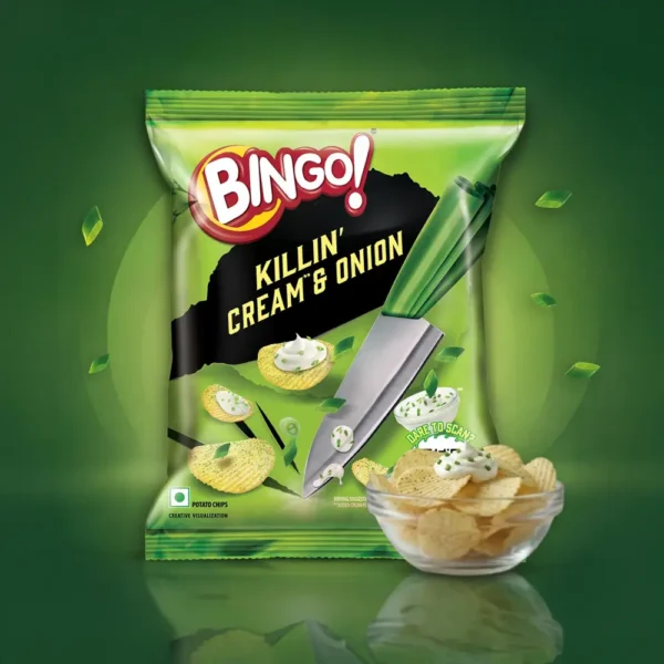 Bingo Cream & Onion Potato Chips (64g Each)