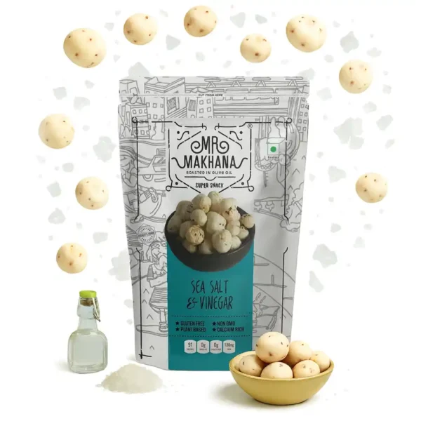 Mr Makhana Fox Nuts Sea Salt And Vinegar - Popped Lotus Seeds | Roasted In Olive Oil (55g)