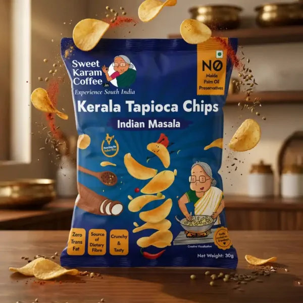 Sweet Karam Coffee Indian Masala Tapioca Chips | No Palm Oil (65g)