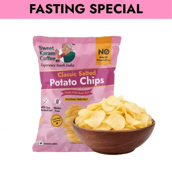 Sweet-Karam-Coffee-Rock-Salt-Potato-Chips-Fasting-Vrat-Special.jpeg Sweet Karam Coffee Rock Salt Potato Chips - Fasting (Vrat) Special (60g)