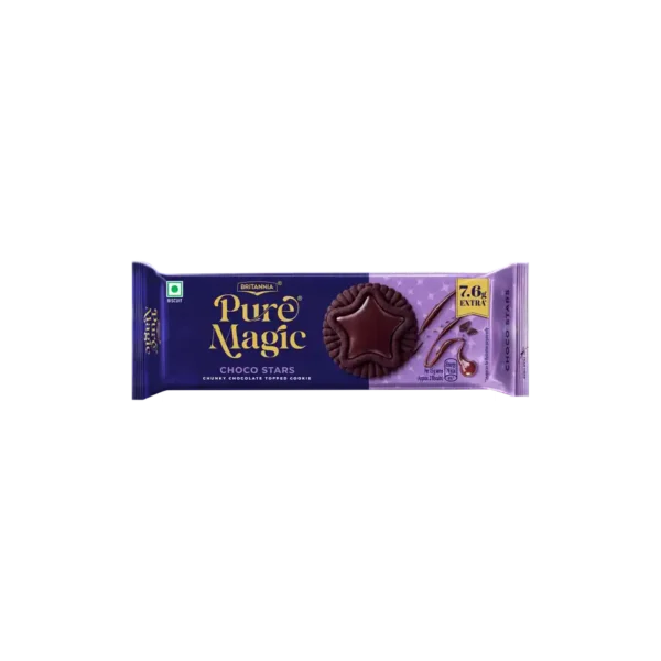 Britannia-Pure-Magic-Choco-Stars-Chunky-Choco-Topped-Cookie.jpeg Britannia Pure Magic Choco Stars | Chunky Choco Topped Cookie (68.91 or 76.5 g)