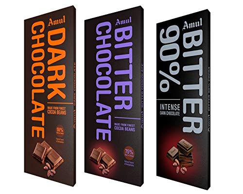 Amul Dark Chocolate: Assorted Pack Of 55%,75% And 90%, 450 Grams