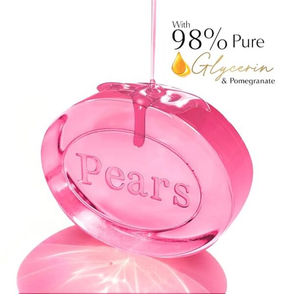 Pears Original Glycerin Soap Bar - Revitalized Glow | With 98% Pure Glycerin & Pomegranate | With Plant Based Cleanser for Skin & Body | Paraben-free | 125gms x 4