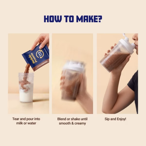 51d55e2f6qL._SL1000_ Horlicks Protein Powder 1 Kg Pack| 24g Protein | 4g Fibre|Chocolate Flavour |28 Daily Use Sachets | Fermented Yeast Isolate | Gut-Friendly Protein | Complete | For Men & Women