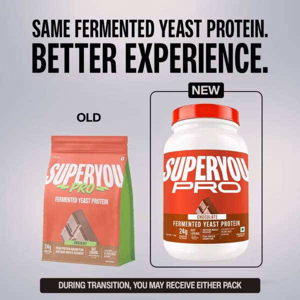 61001z2OA5L._SL1080_ Superyou Pro Fermented Yeast Protein Isolate Chocolate 1kg | 24g Protein/Serve | Vegan, No Bloat, Heat-Stable | Easy to Digest | Gut Friendly | PDCAAS of 1