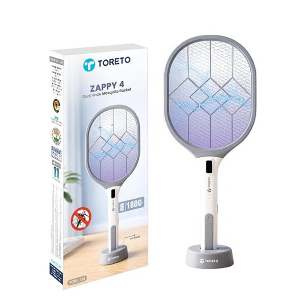 Toreto Mosquito Racket with 2-in-1 Auto Mode, UV Light & Stand