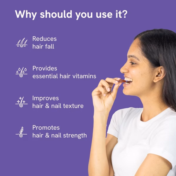Be Bodywise Biotin Hair Gummies For Stronger, Shinier Hair & Nails | 90 Day Pack | High Potency Biotin, Zinc, Folic Acid, Fibre & Multivitamin | Strawberry Flavour | No Added Sugar, Gut Friendly