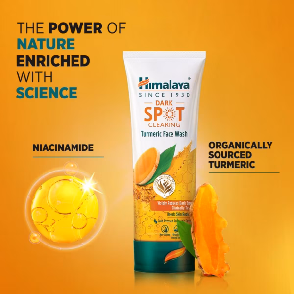 Himalaya Dark Spot Clearing Turmeric Face Wash | Reduce dark spots in 7 days | Organically sourced & Cold-pressed turmeric | 100ml (Pack of 3)