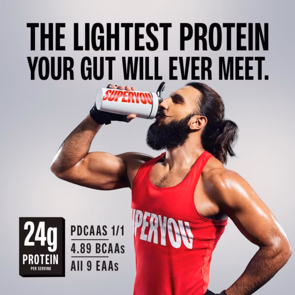61UlsytJvyL._SL1080_ Superyou Pro Fermented Yeast Protein Isolate Chocolate 1kg | 24g Protein/Serve | Vegan, No Bloat, Heat-Stable | Easy to Digest | Gut Friendly | PDCAAS of 1