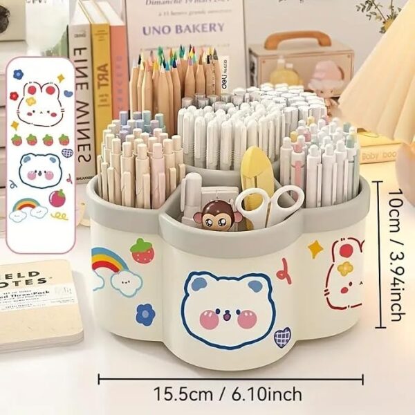 61fcXfHcydL._SX679_ AccuPrints Sumiko 360 Degree Rotating Pen Holder Desk School Study Stationery Gift for Students Organiser with Pen and Pencil Holders Pen and Pencil Stationary Storage Plastic Storage Box (WHITE)
