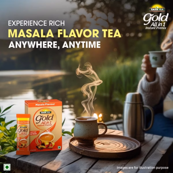 Tata Tea Gold All-in-1 Instant Premix Masala Tea, 14g Per Serve, Quick & Easy To Make Masala Chai, 10 Sachets