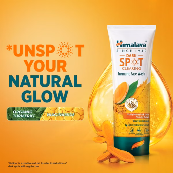 Himalaya Dark Spot Clearing Turmeric Face Wash | Reduce dark spots in 7 days | Organically sourced & Cold-pressed turmeric | 100ml (Pack of 3)