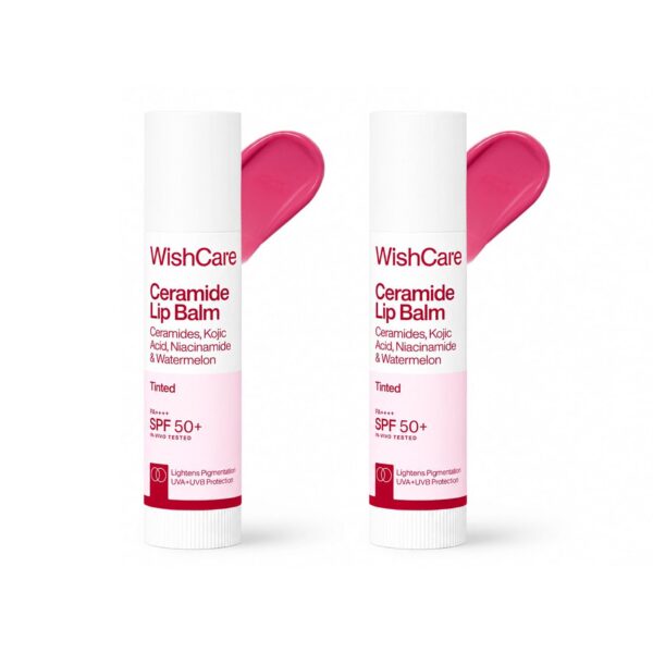WishCare Tinted Lip Balm with SPF 50 PA+++ | Brightening Lip Balm for Dark Lips | Kojic Acid & Niacinamide | For Women | 5g (Pack of 2)