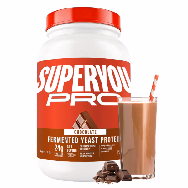 Superyou Pro Fermented Yeast Protein Isolate Chocolate 1kg | 24g Protein/Serve | Vegan, No Bloat, Heat-Stable | Easy to Digest | Gut Friendly | PDCAAS of 1