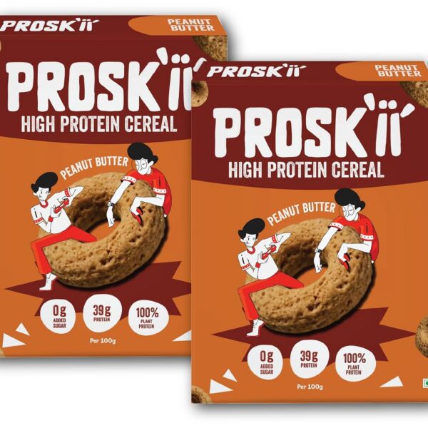 712SlfBfOkL._SL1500_ PROSKII Peanut Butter 38g Protein Cereal | Nutty Crunch with Plant-Based | Zero Added Sugar, Gluten-Free, Preservative-Free Breakfast for Gym, Office & College