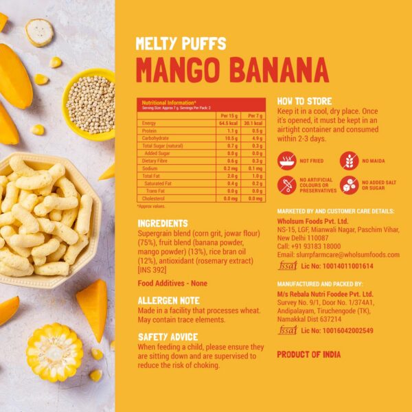 Slurrp Farm No Salt No Sugar Teething Puffs | Baked Fruit and Vegetable Millet Puffs | Carrot, Strawberry & Banana, Mango | Pack of 9
