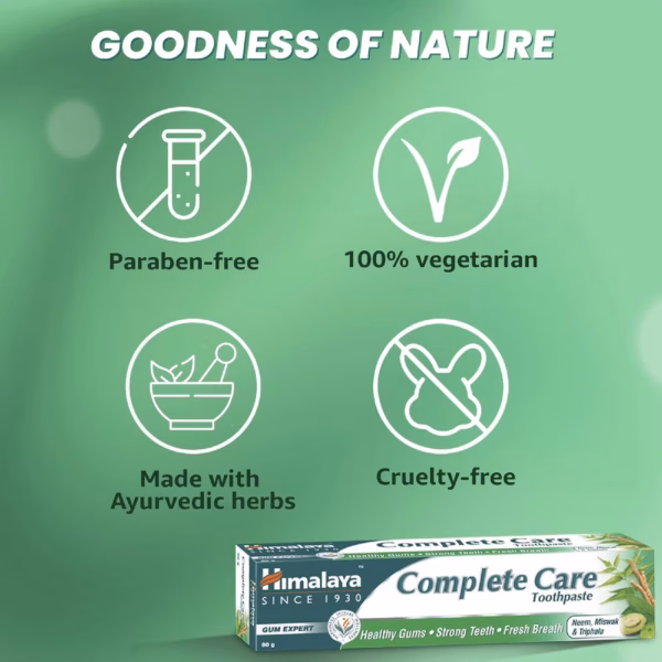 Himalaya Complete Care Toothpaste 600g(150gx4, Pack of 4)| For Strong Teeth & Healthy Gums | With Neem, Miswak & Triphala | Herbal Formulation