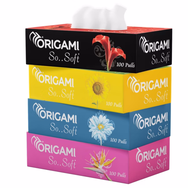 Origami So Soft Facial Tissues | 2 Ply | Pack of 4 | 100 Pulls Each