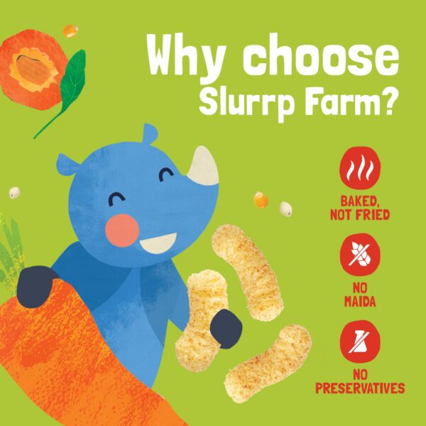 Slurrp Farm No Salt No Sugar Teething Puffs | Baked Fruit and Vegetable Millet Puffs | Carrot, Strawberry & Banana, Mango | Pack of 9