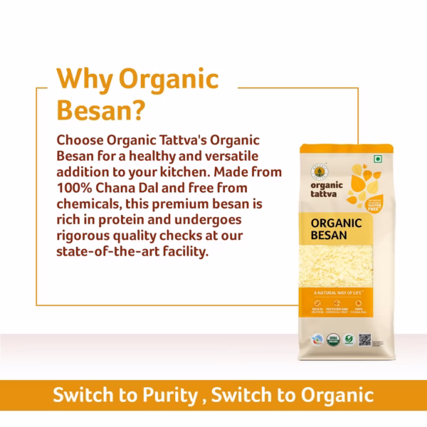 71N3xILOUiL._SL1500_ Organic Tattva Besan 500g,Gram Flour, Freshly Milled Chana Dal, 2 Pack