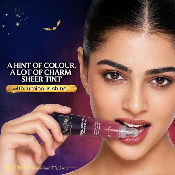 Swiss Beauty Harry Potter Spellbinding Tinted Gloss | Sheer Tint | Intense Hydration | Long-Lasting Shine | Enriched with Vitamin E | Bombarda Toffee Brown |