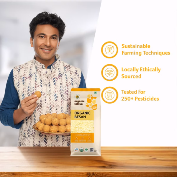 71RJ7B+UCcL._SL1500_ Organic Tattva Besan 500g,Gram Flour, Freshly Milled Chana Dal, 2 Pack