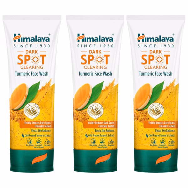 Himalaya Dark Spot Clearing Turmeric Face Wash | Reduce dark spots in 7 days | Organically sourced & Cold-pressed turmeric | 100ml (Pack of 3)