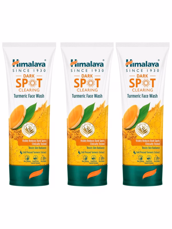 Himalaya Dark Spot Clearing Turmeric Face Wash | Reduce dark spots in 7 days | Organically sourced & Cold-pressed turmeric | 100ml (Pack of 3)