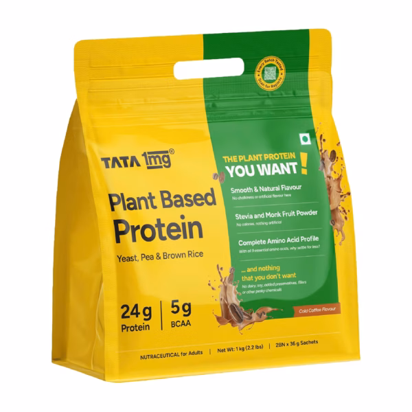 Tata 1mg Plant Protein – Cold Coffee | 24g Protein | No Added Refined Sugar | 1k