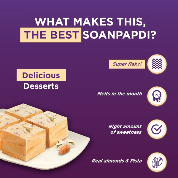 Gits Soan Papdi, Ready to Eat Indian Dessert, 1000g (Pack of 4, 250g Each)