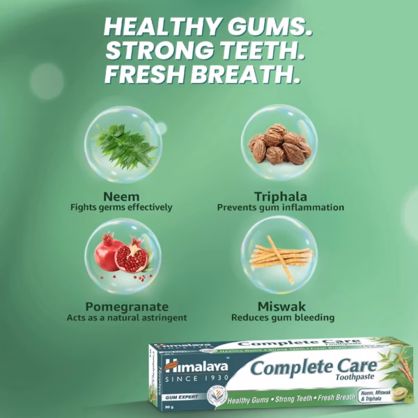 Himalaya Complete Care Toothpaste 600g(150gx4, Pack of 4)| For Strong Teeth & Healthy Gums | With Neem, Miswak & Triphala | Herbal Formulation